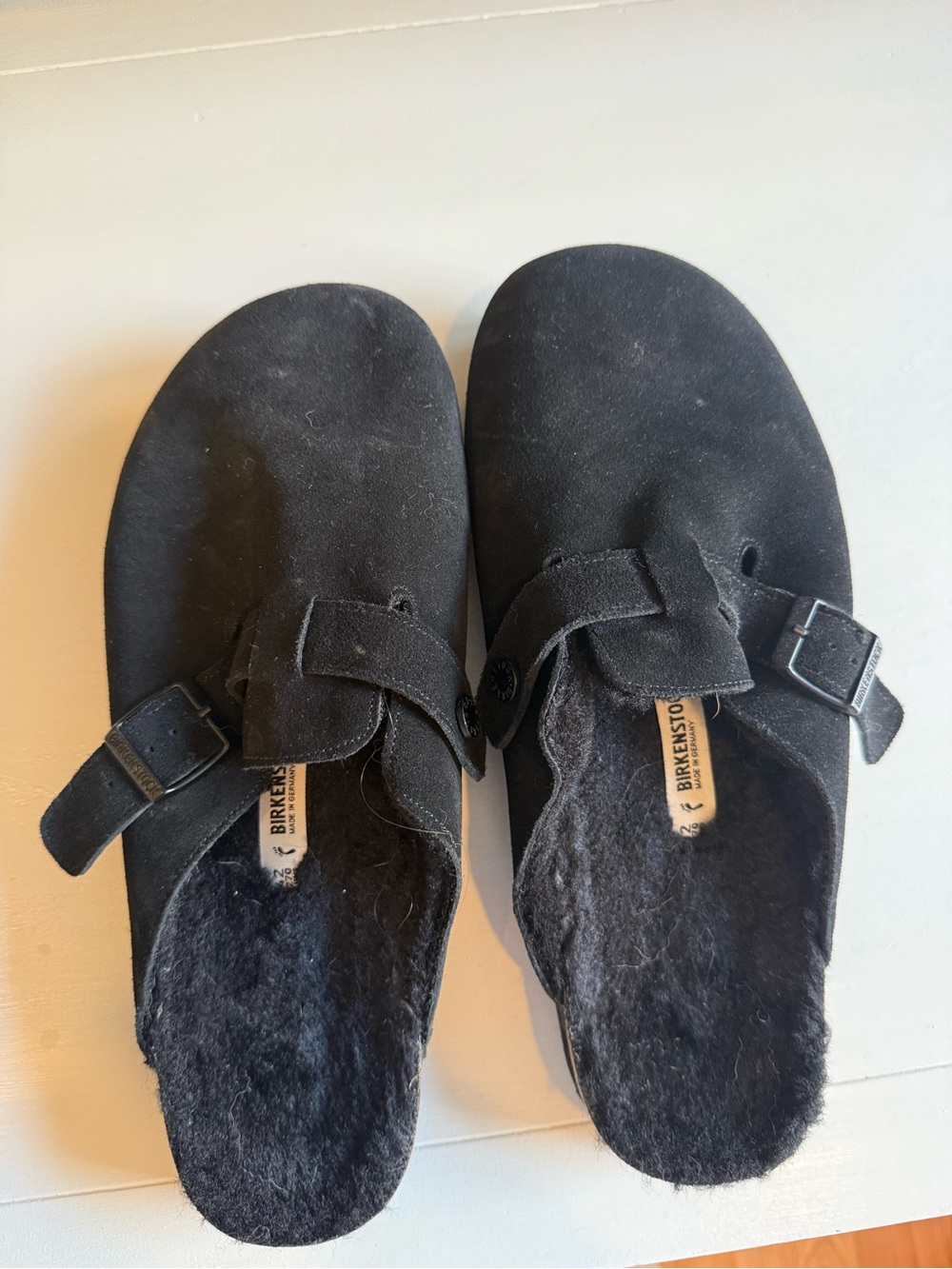Birkenstock Black Suede Shearling-Lined Clogs